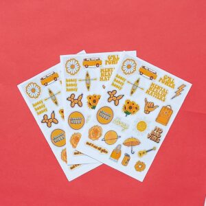 Yellow Vibes Theme Sticker Sheet