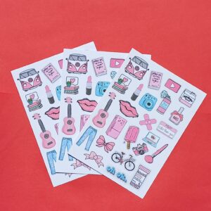 Pookie pink Theme Sticker Sheet