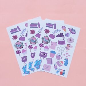 Purple Flour Theme Sticker Sheet