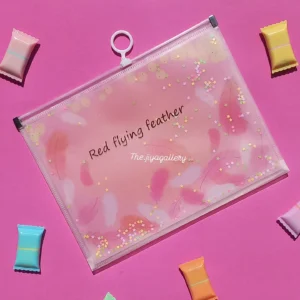Red Flying Feather Confetti Folder