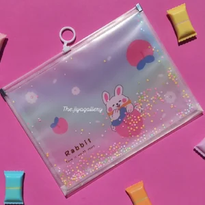 Rabbit with Peach Confetti Folder